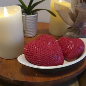 Red Heart-Shaped Candles